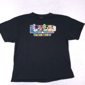Nintendo Super Mario Graphic T-Shirt 2XL Black Short Sleeve Gamer Retro Tee